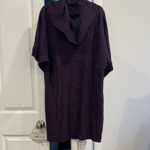 Elegant Dark Purple Cowl Neck Sweater